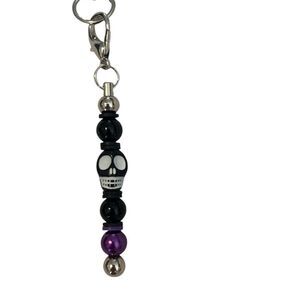 NWT one of a kind Angelas Designs black and purple skull cell phone charm